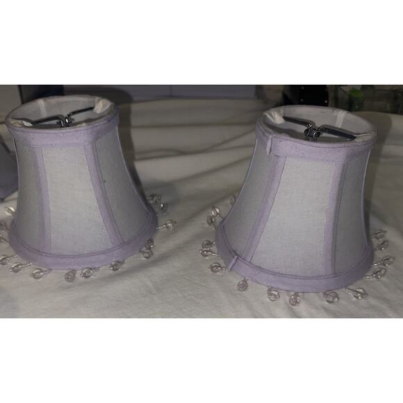 Pottery Barn Clip On Chandelier Shades Lavender Beaded Bell Set 5 - Picture 2 of 8